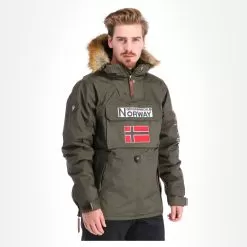 Geographical Norway, Barman Men 068 Bs2 Winter Anorak Men Kaki Green -Ski Online Store aa19geow10d bi 04