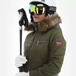 Almgwand, Stongerhohe Ski Jacket Women Olive Green, Grey -Ski Online Store almgwand stongerhohe aa jas gevoerd dames olive grijs groen 22almgw117v3 BI 05