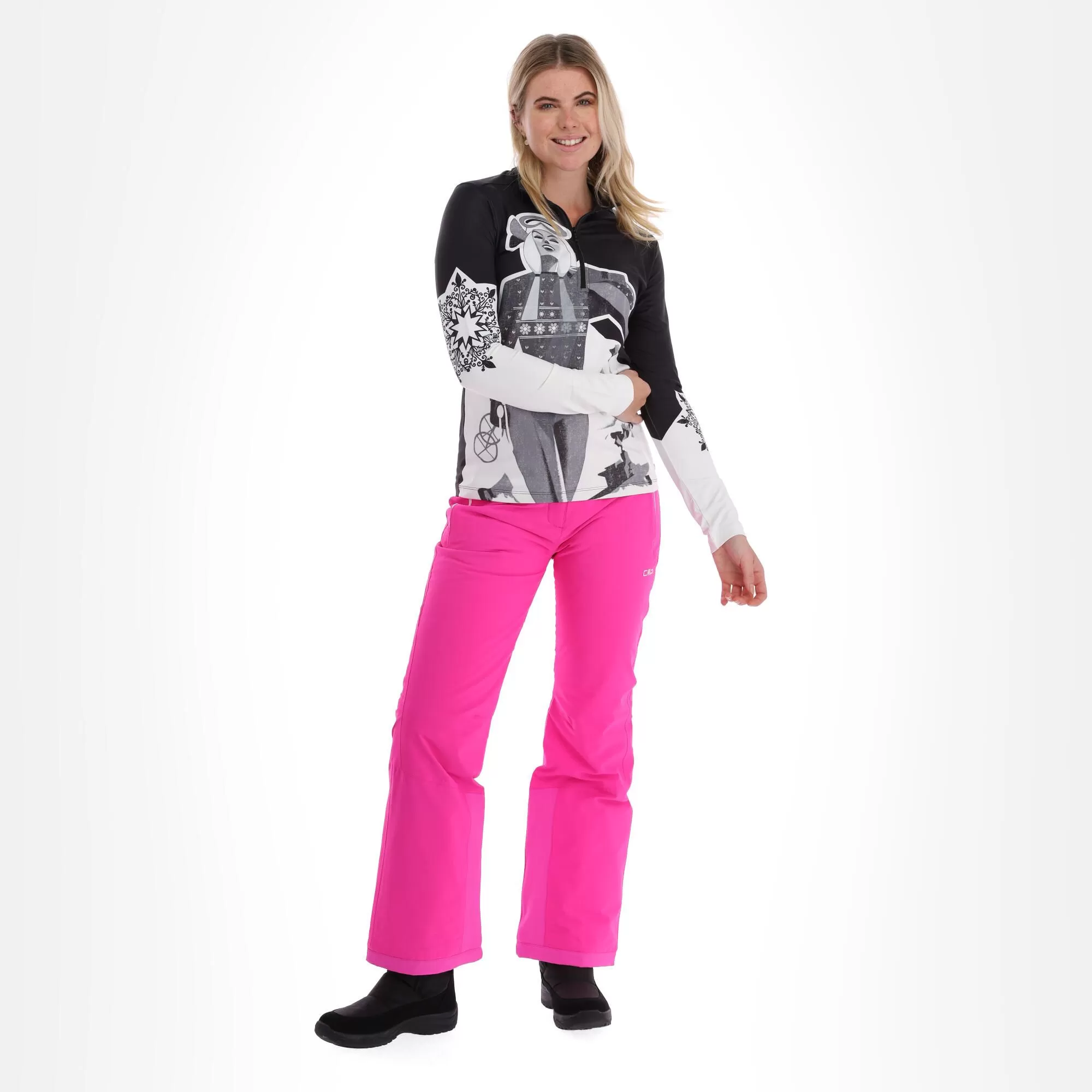 CMP, 31L0826 Pullover Women Black, White 3 CMP, 31L0826 Pullover Women Black, White