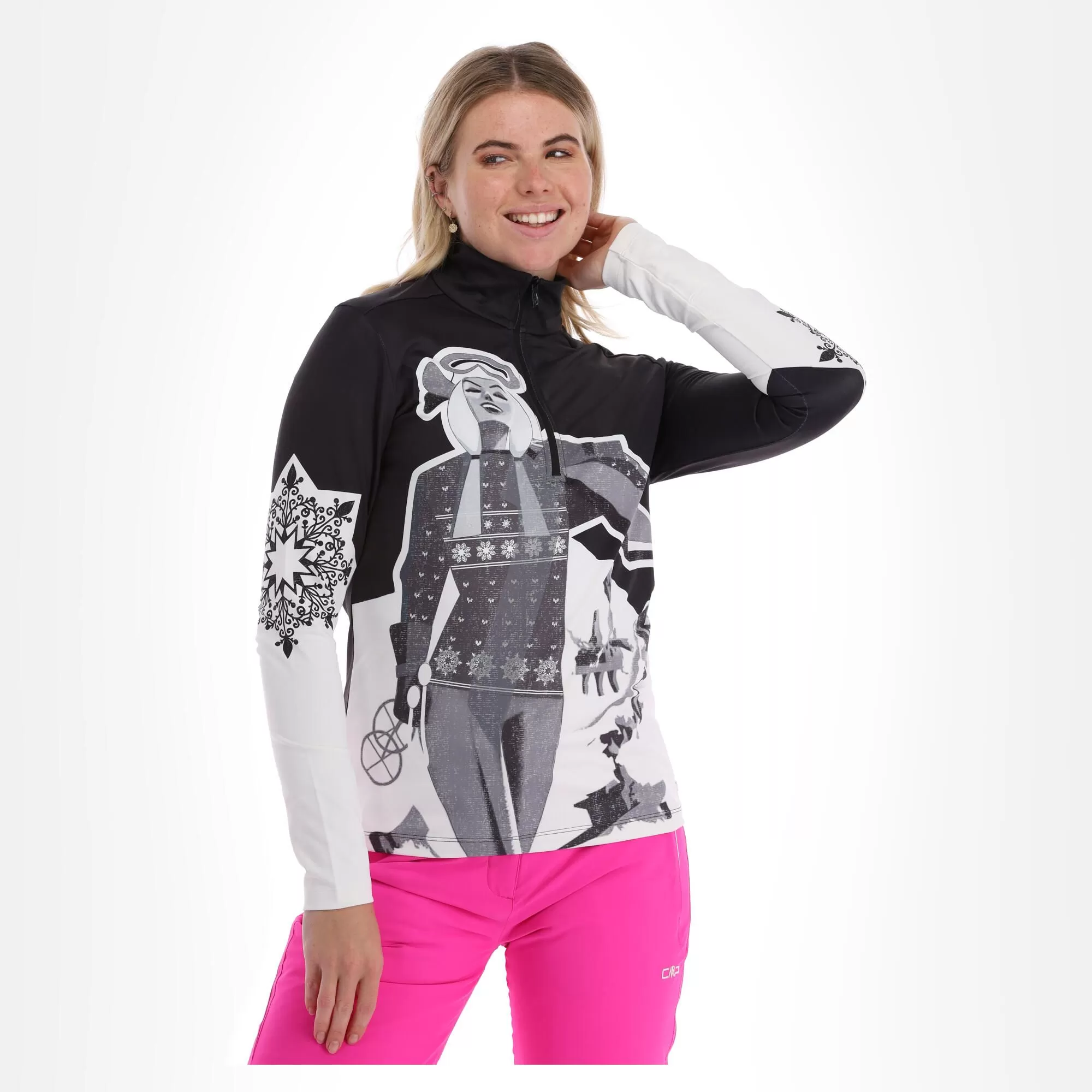 CMP, 31L0826 Pullover Women Black, White 4 CMP, 31L0826 Pullover Women Black, White - Image 2