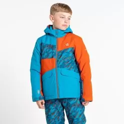 Dare2b, Glee II Ski Jacket Kids Fjord Blue, Orange -Ski Online Store dare2b glee ii aa jas gevoerd kinderen fjord blauw oranje 22dare2108v2 BI 08