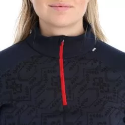 Helly Hansen, Lifa Merino 1/2 Zip Thermal Shirt Women Navy Deco Flower Blue -Ski Online Store helly hansen lifa merino 1 2 zip fa thermoshirt dames navy deco 22helly101v1 BI 05