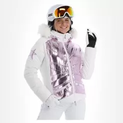 High Society, Harper Ski Jacket Women Lila Purple, White -Ski Online Store high society ski jacket aa jas gevoerd dames lila paars wit 22highs101v1 BI 04