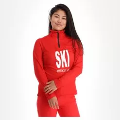 Kelly, Half Zip Midlayer Pullover Women Red -Ski Online Store kelly half zip midlayer ga ski pully dames rood 22kelly106v1 BI 04
