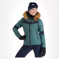Kilpi, Alisia-W Ski Jacket Plus Size Women Dark Green -Ski Online Store kilpi alisia w aa jas gevoerd plus size dames dark groen 22kilpi126v1 BI 04