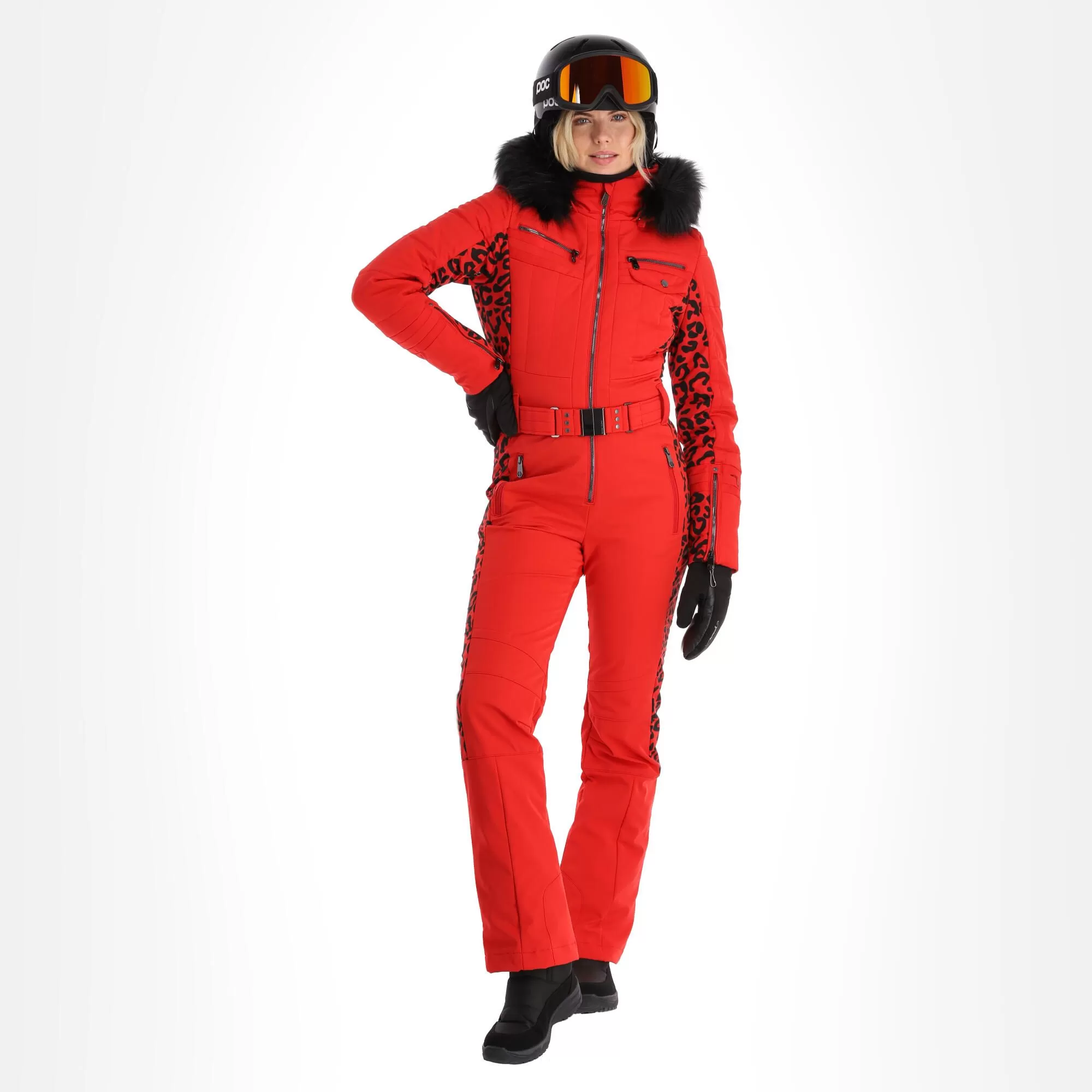 Poivre Blanc, Stretch Ski Overall Ski Suit Women Leopard Scarlet Red 3 Poivre Blanc, Stretch Ski Overall Ski Suit Women Leopard Scarlet Red
