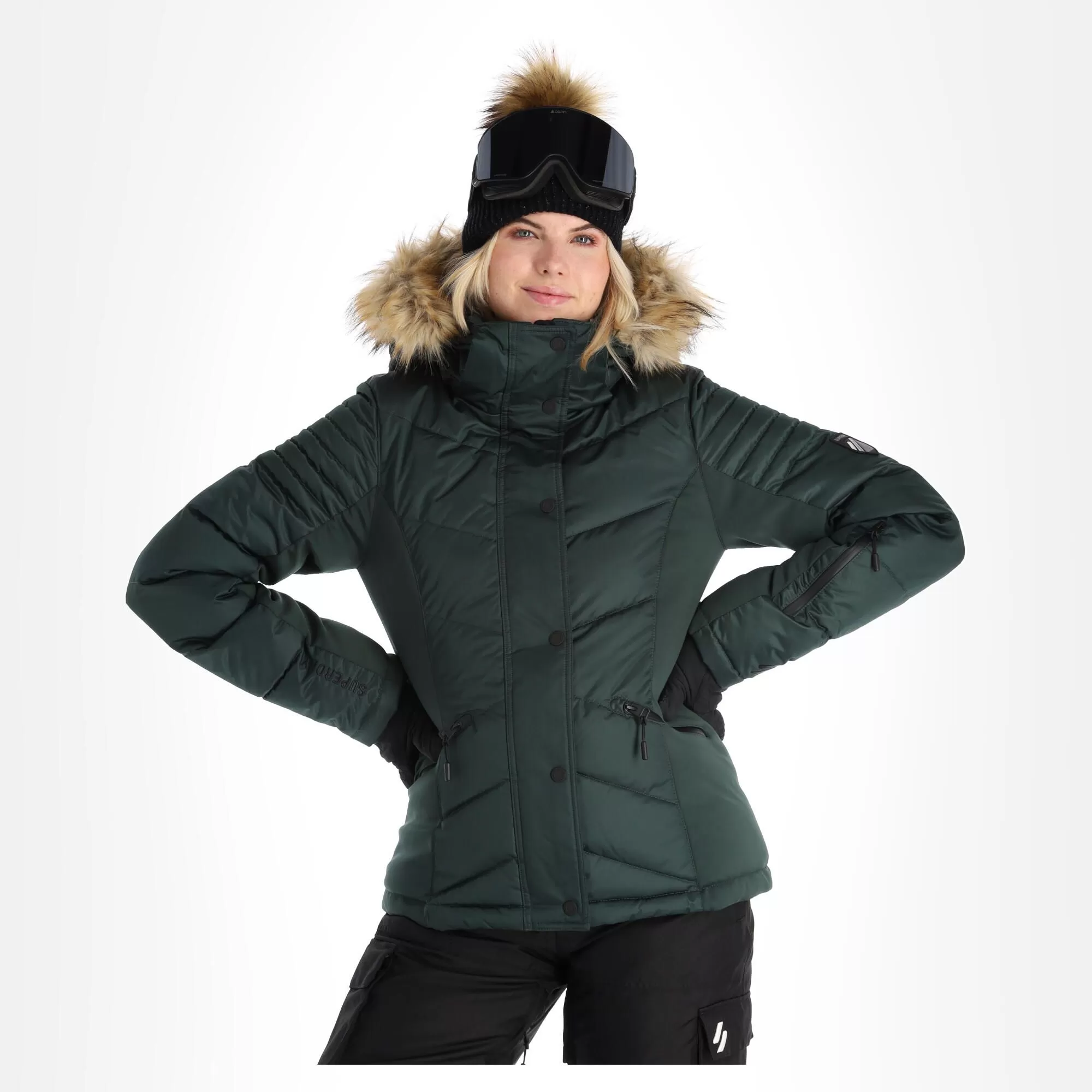 Superdry, Snow Luxe Puffer Ski Jacket Women Eagle Green 4 Superdry, Snow Luxe Puffer Ski Jacket Women Eagle Green - Image 2